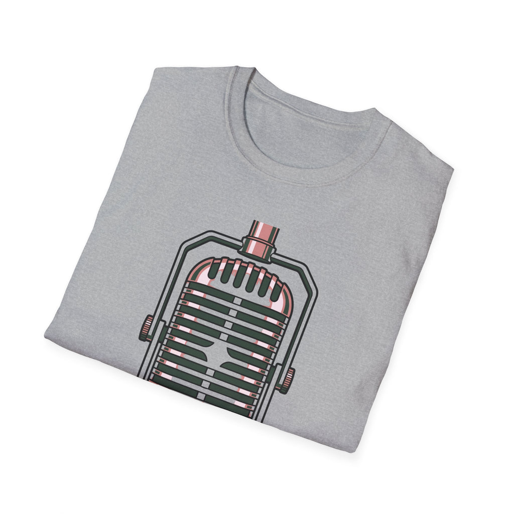 Vintage Microphone T-Shirt — Retro Radio Voice Tee for Singers & Podcasters