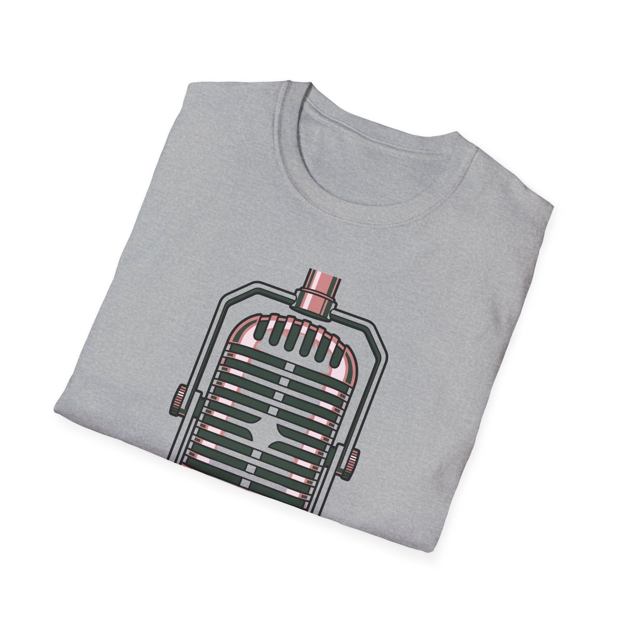 Vintage Microphone T-Shirt — Retro Radio Voice Tee for Singers & Podcasters