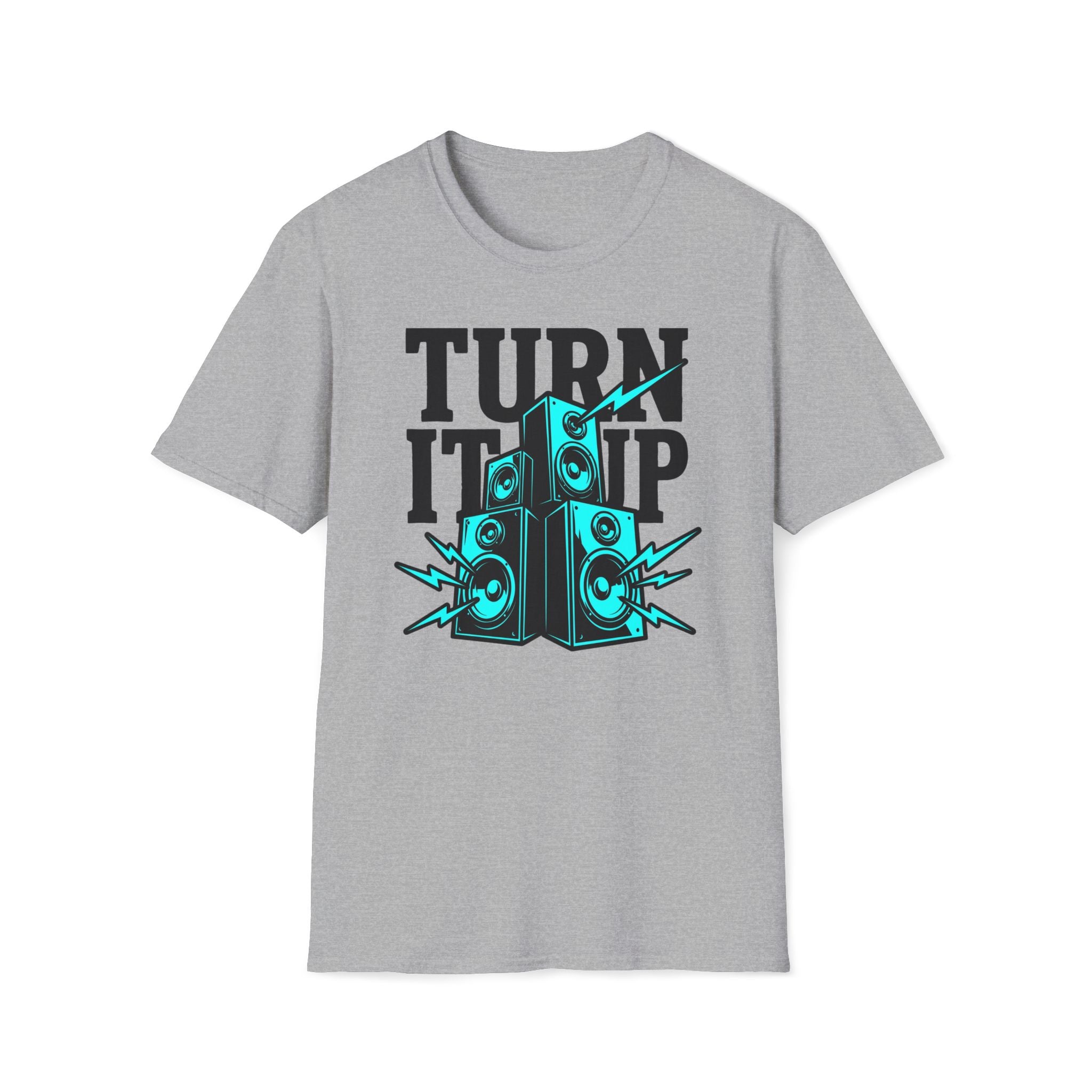Turn It Up Blue Speakers T-Shirt - Turn Up the Volume Retro Tee