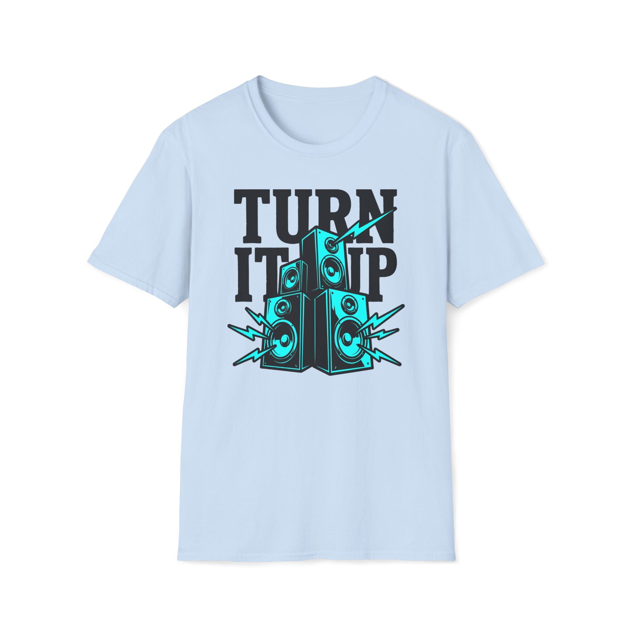 Turn It Up Blue Speakers T-Shirt - Turn Up the Volume Retro Tee