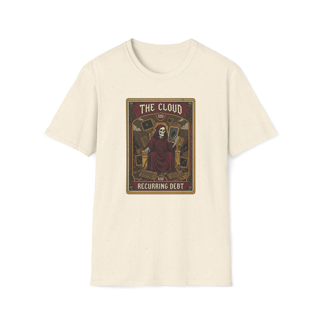 Tarot-Inspired 'The Cloud' Graphic T-Shirt — Gothic Skeleton Design