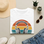 Retro Headphones T-Shirt — Vintage Sunset Music Tee