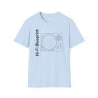 Hi‑Fi Blueprint Turntable T-Shirt — Retro Audio Diagram Tee