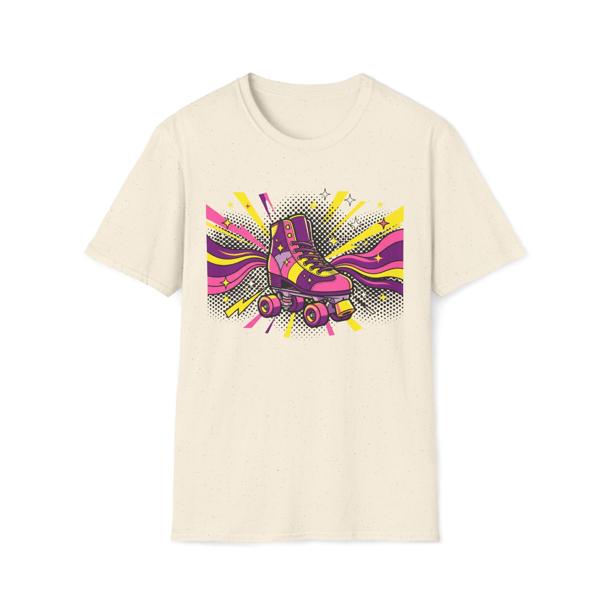 Roller Skate Pop Art T-Shirt — Retro 80s Neon Graphic Tee