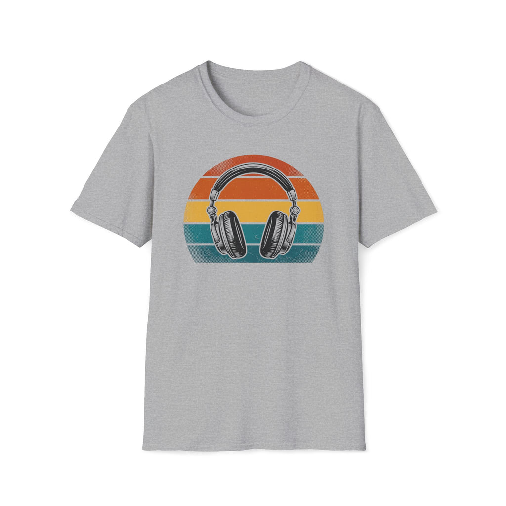 Retro Headphones T-Shirt — Vintage Sunset Music Tee