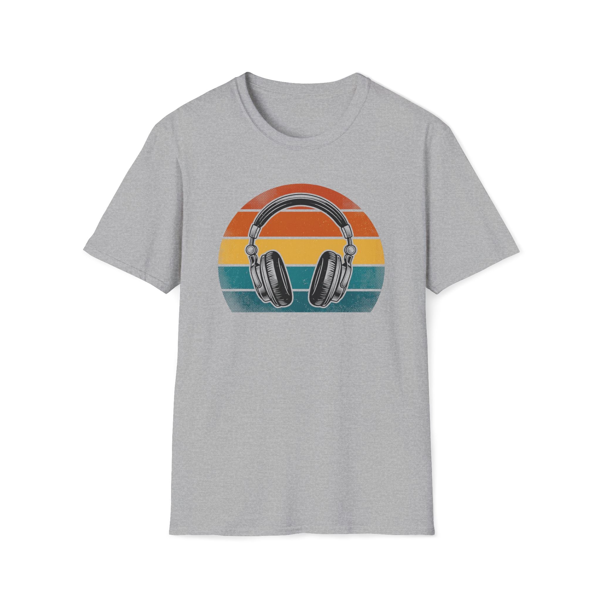 Retro Headphones T-Shirt — Vintage Sunset Music Tee