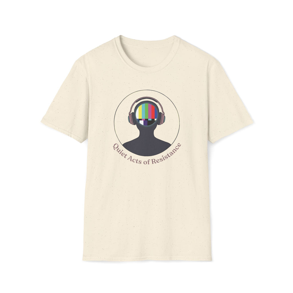 TV Test Pattern Headphones T‑Shirt — "Quiet Acts of Resistance" Graphic Tee