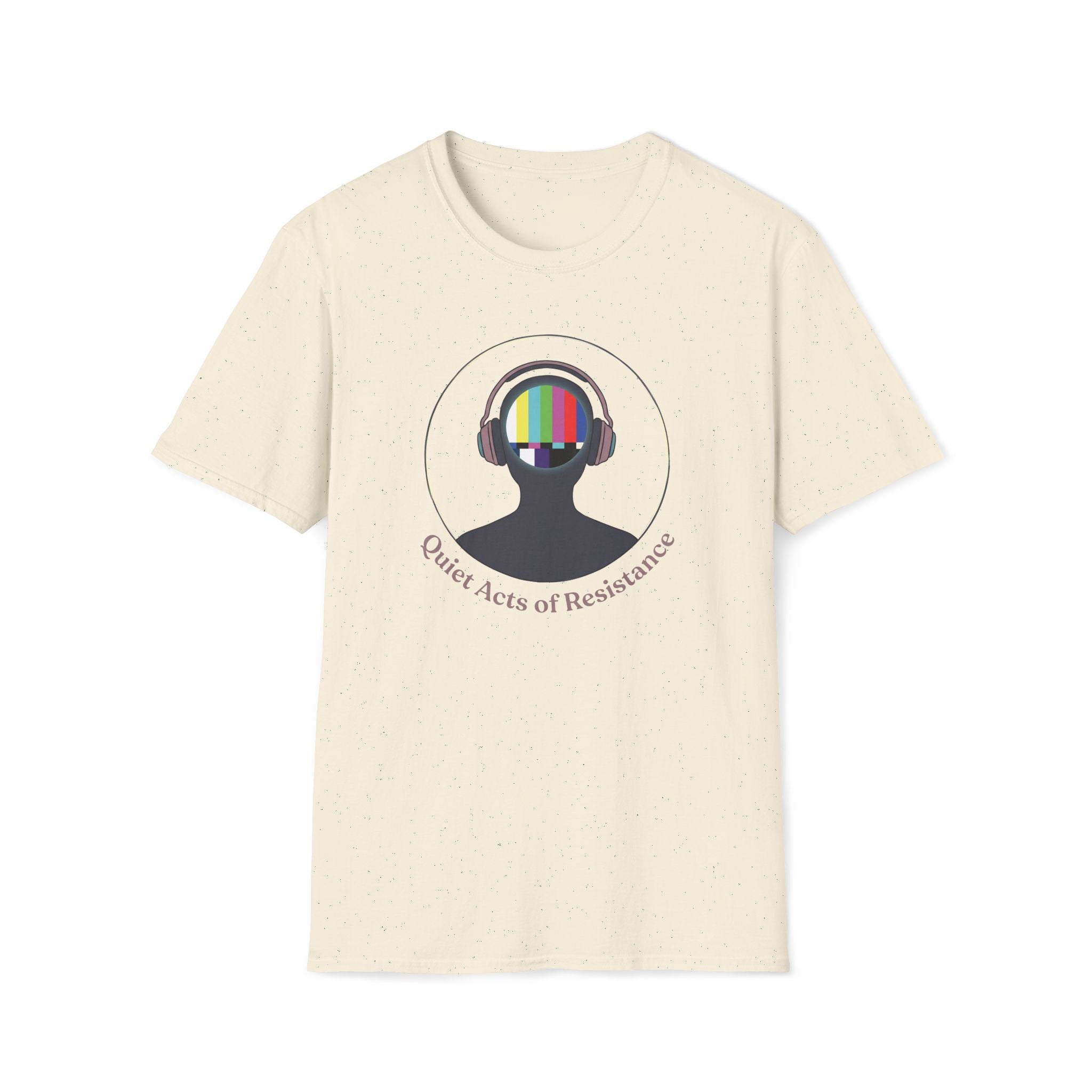 TV Test Pattern Headphones T‑Shirt — "Quiet Acts of Resistance" Graphic Tee