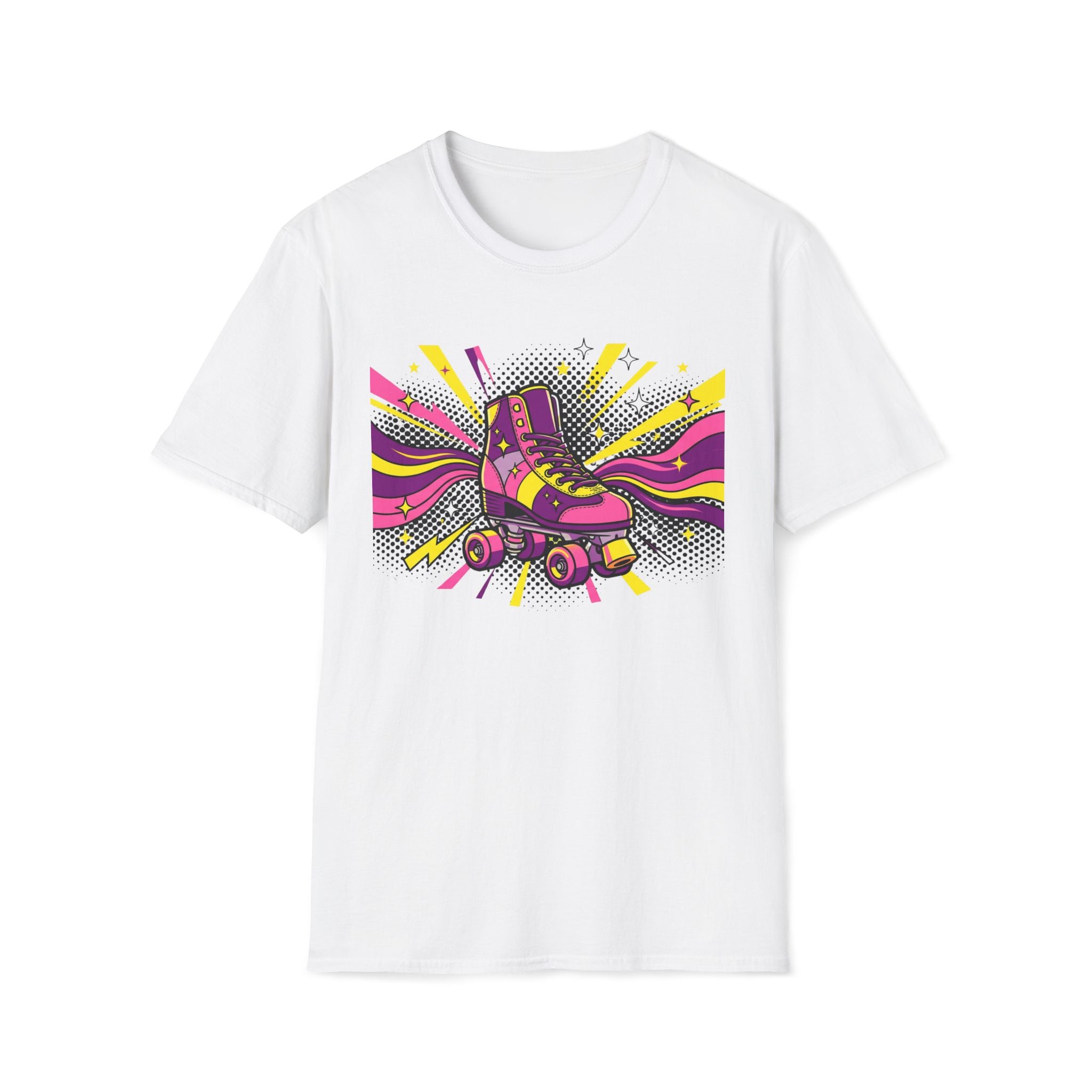 Roller Skate Pop Art T-Shirt — Retro 80s Neon Graphic Tee