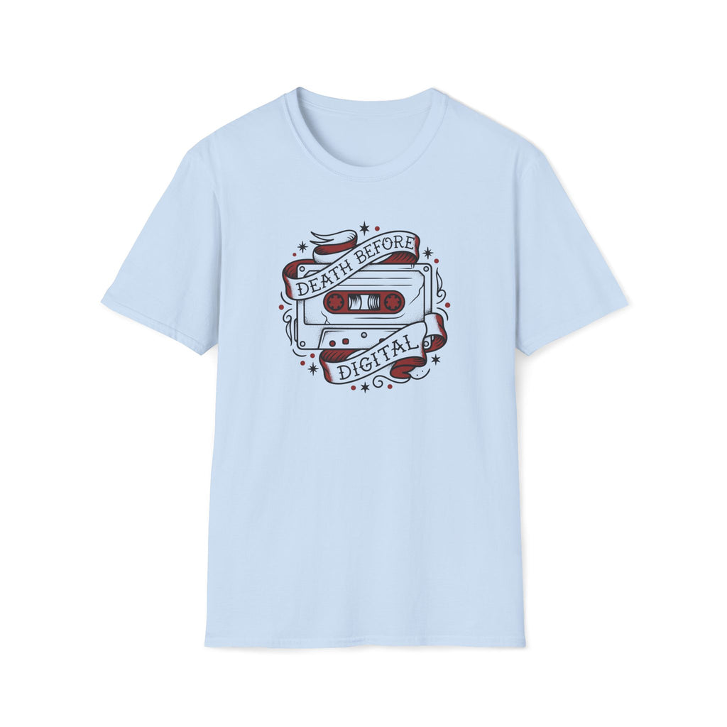 Death Before Digital Cassette T-Shirt — Retro Music Nostalgia Tee