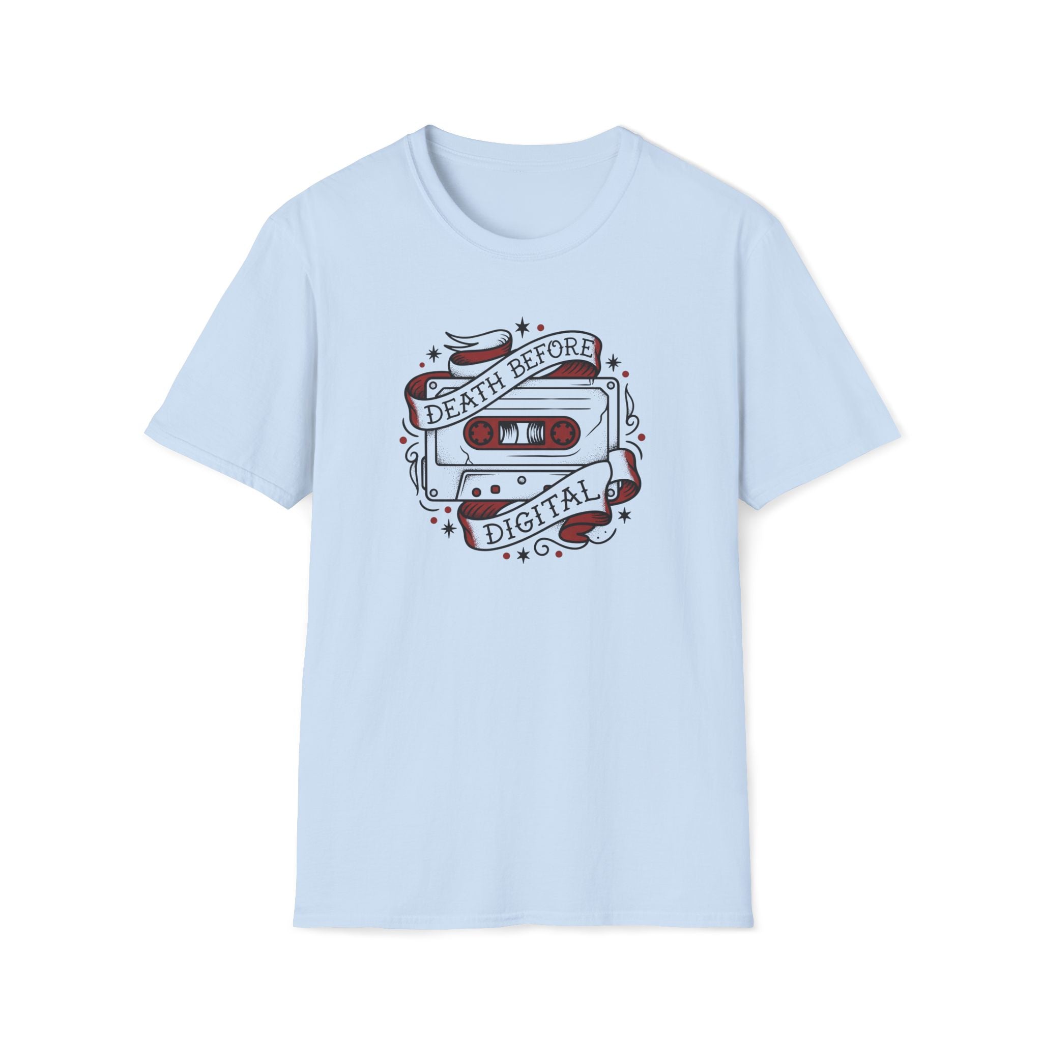 Death Before Digital Cassette T-Shirt — Retro Music Nostalgia Tee