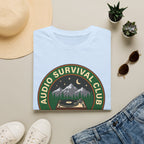 Audio Survival Club T‑Shirt — Retro Mountain Turntable Graphic
