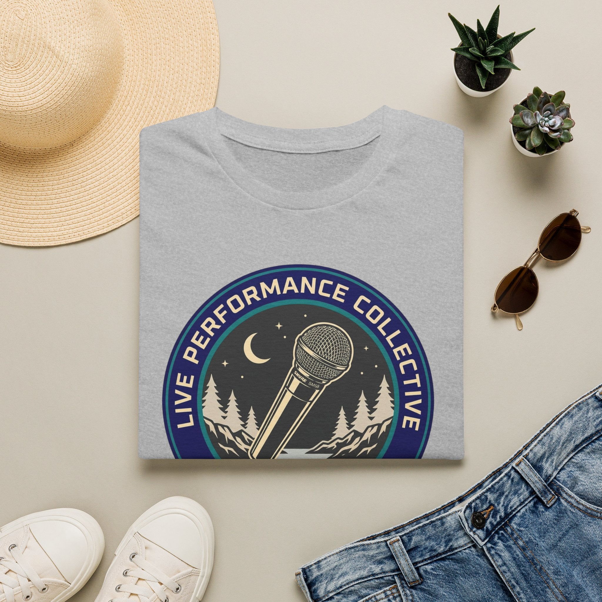 'Live Performance Collective' T‑Shirt — Signal Path Club Microphone Concert Tee