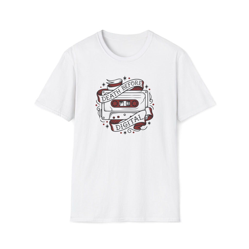 Death Before Digital Cassette T-Shirt — Retro Music Nostalgia Tee
