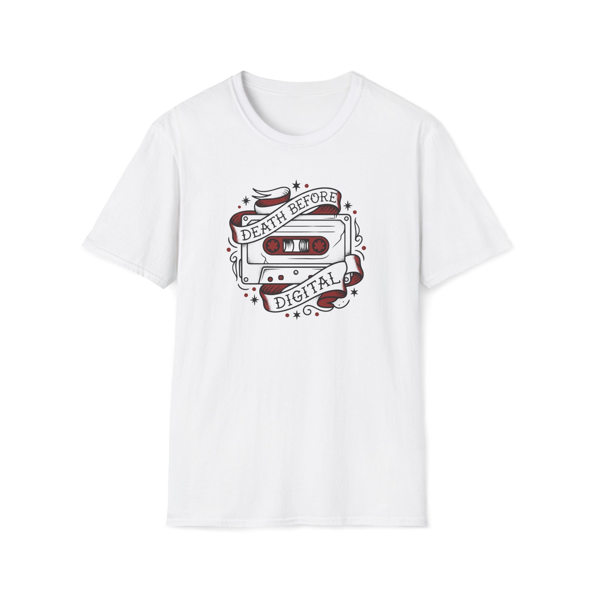 Death Before Digital Cassette T-Shirt — Retro Music Nostalgia Tee