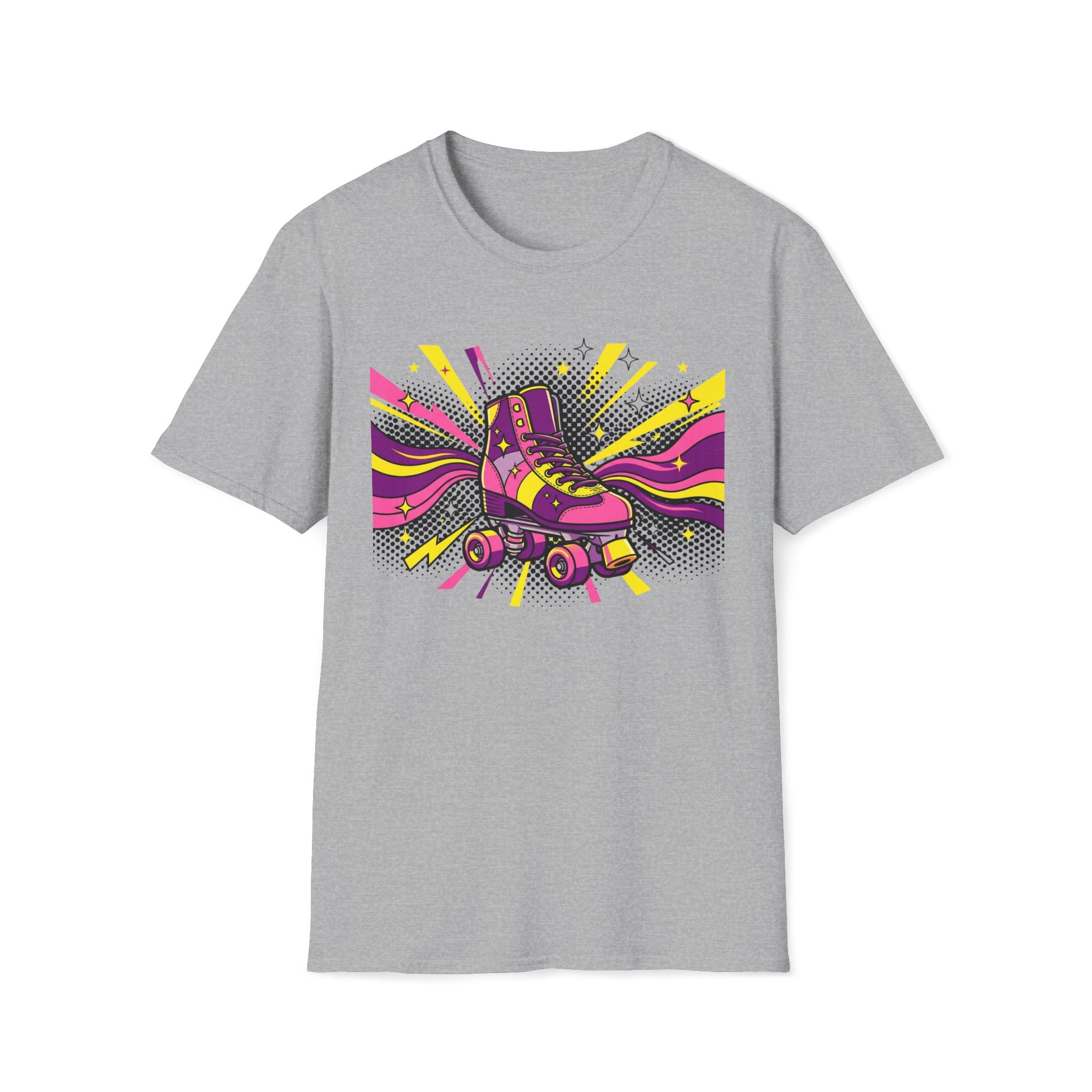 Roller Skate Pop Art T-Shirt — Retro 80s Neon Graphic Tee