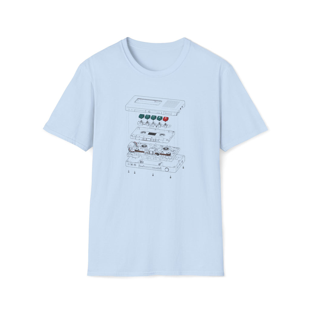 Cassette Tape Schematic T-Shirt — Retro Audio Diagram Tee