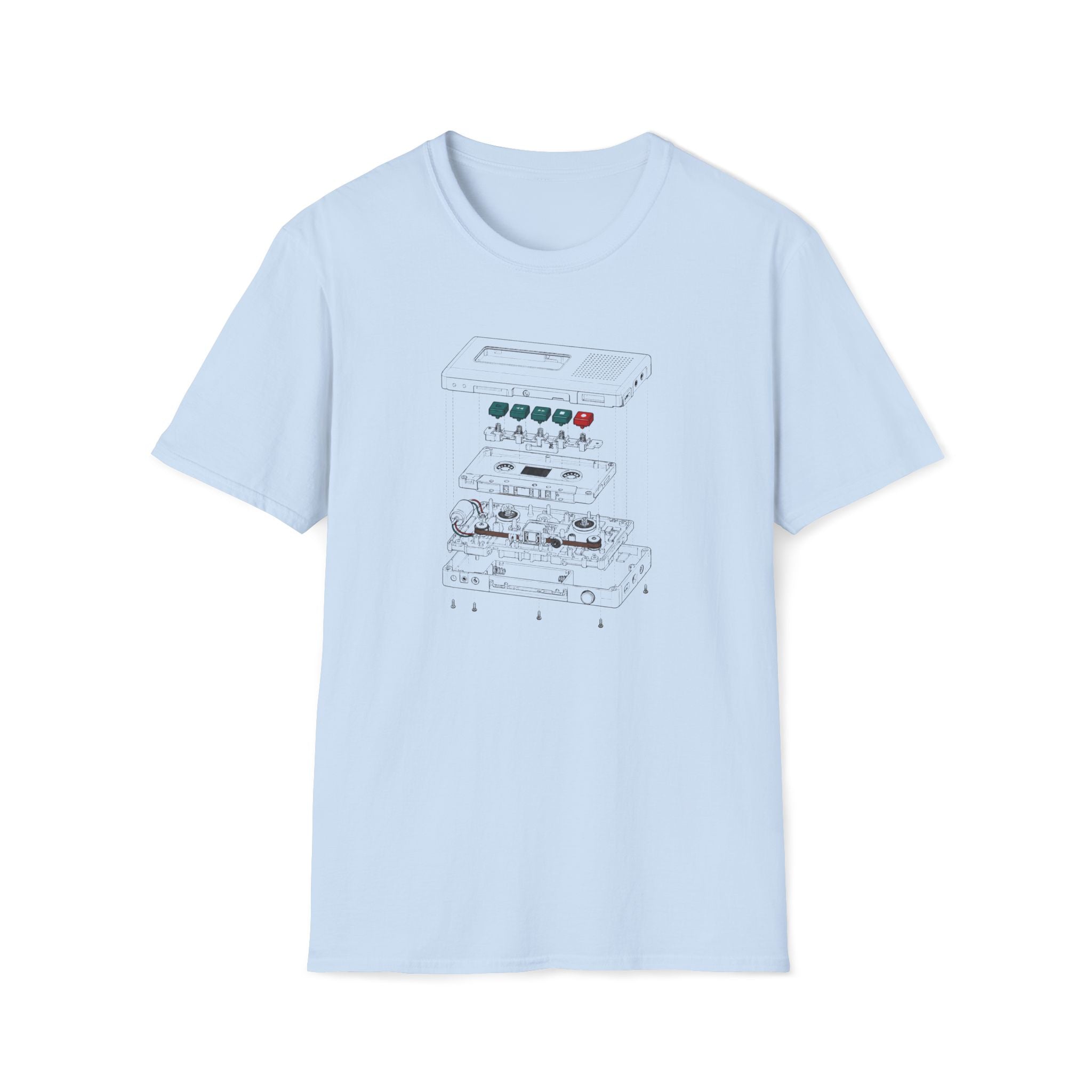 Cassette Tape Schematic T-Shirt — Retro Audio Diagram Tee