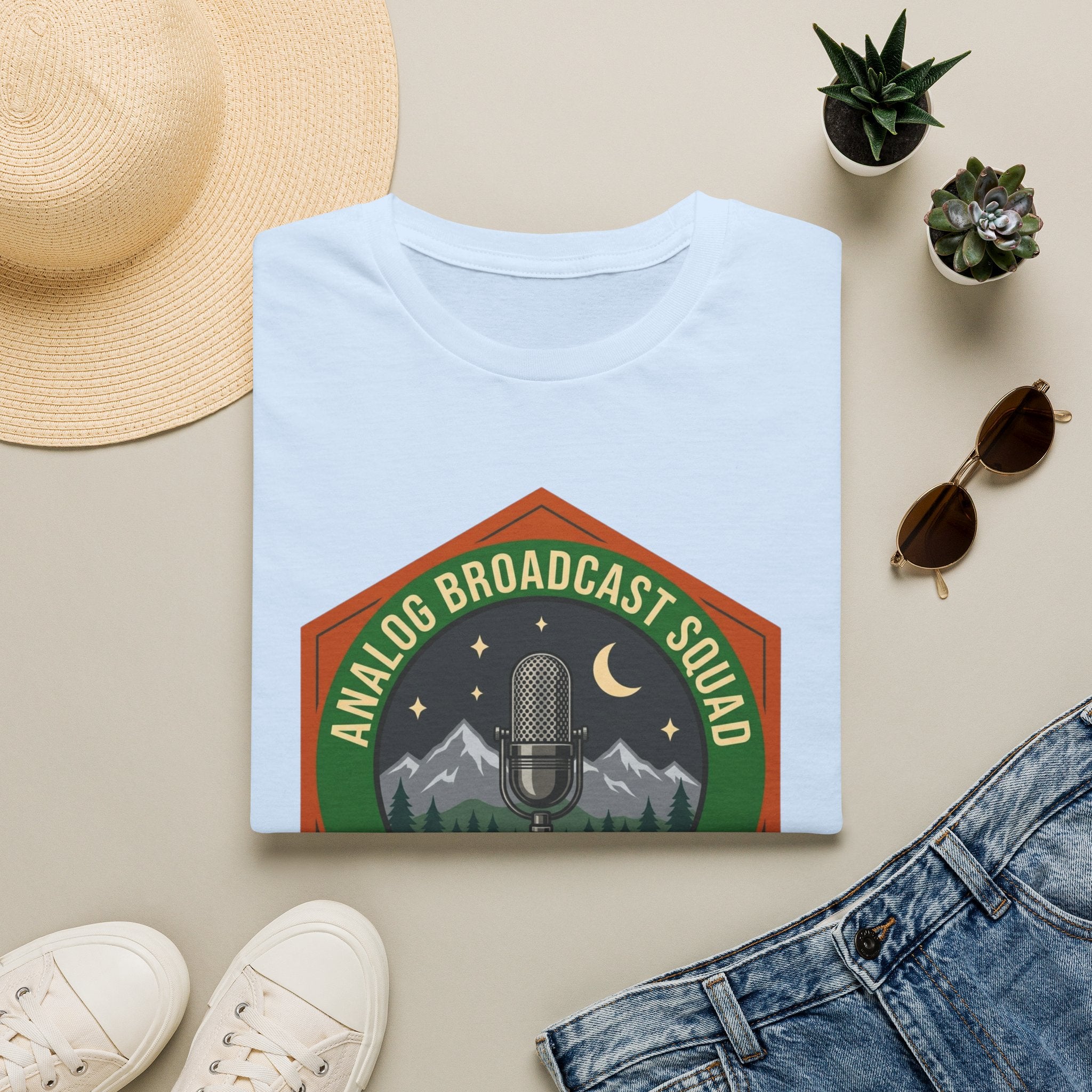 Analog Broadcast Squad T-Shirt — Vintage Microphone Mountain Logo