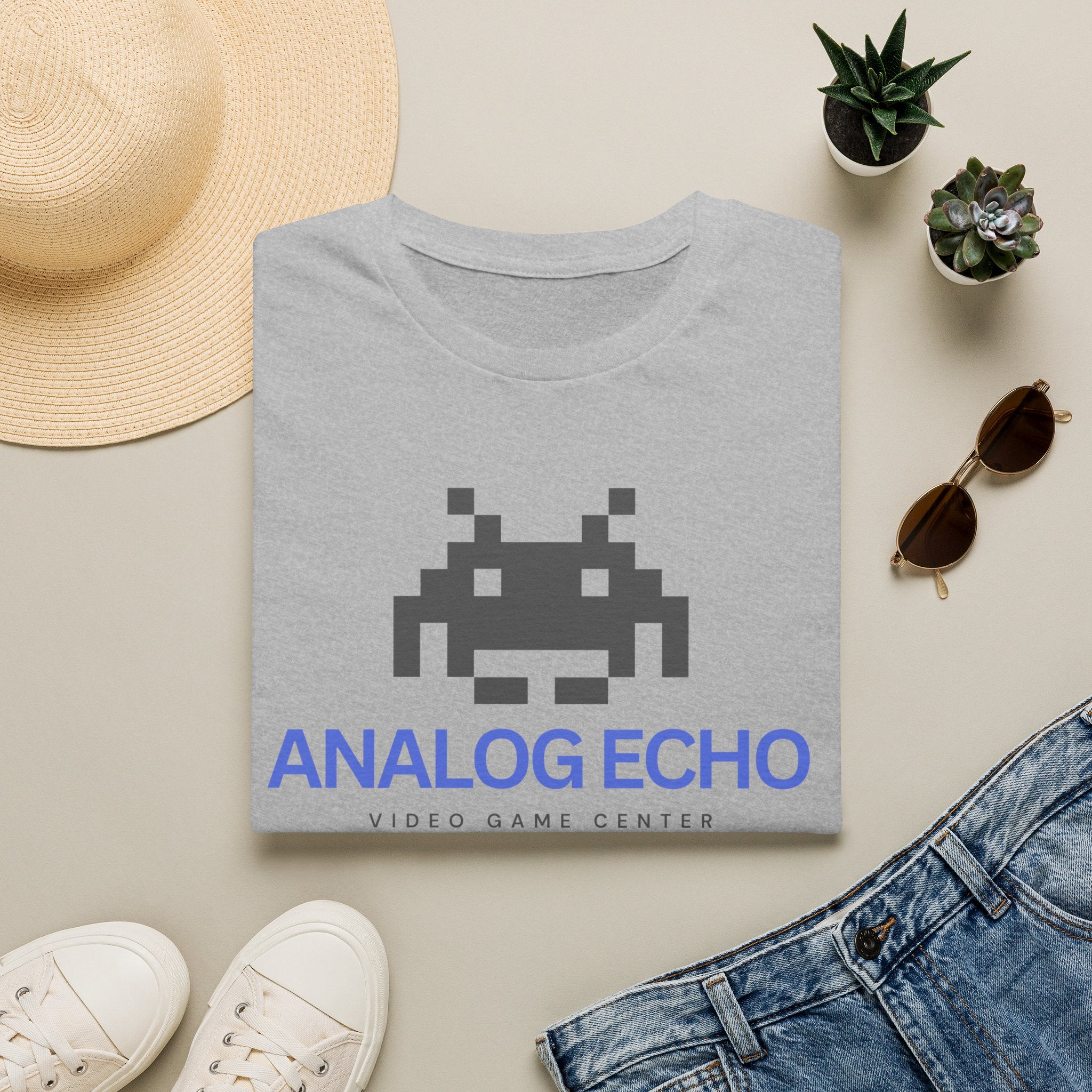 Analog Echo Video Game T-Shirt — Retro Space Invader Gaming Tee