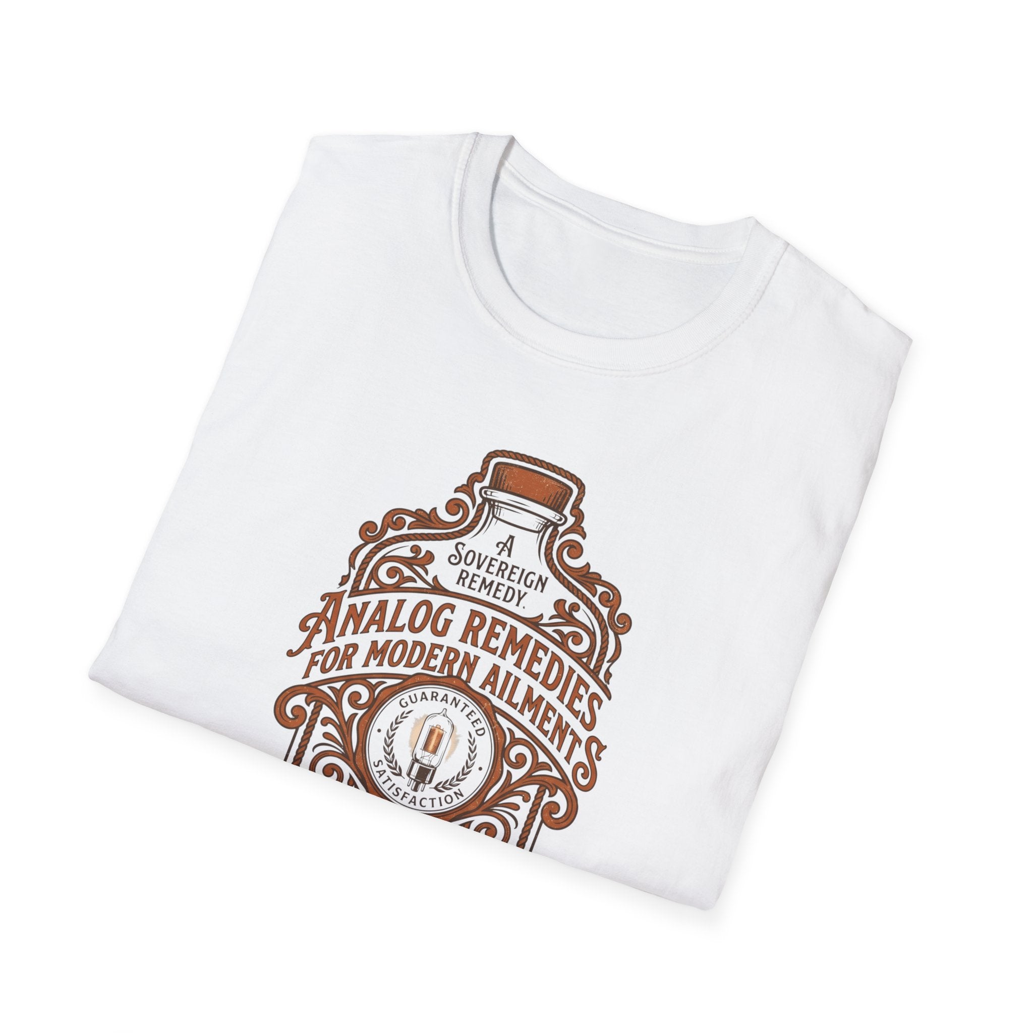 Analog Remedies Bottle T‑Shirt — Vintage Apothecary Design
