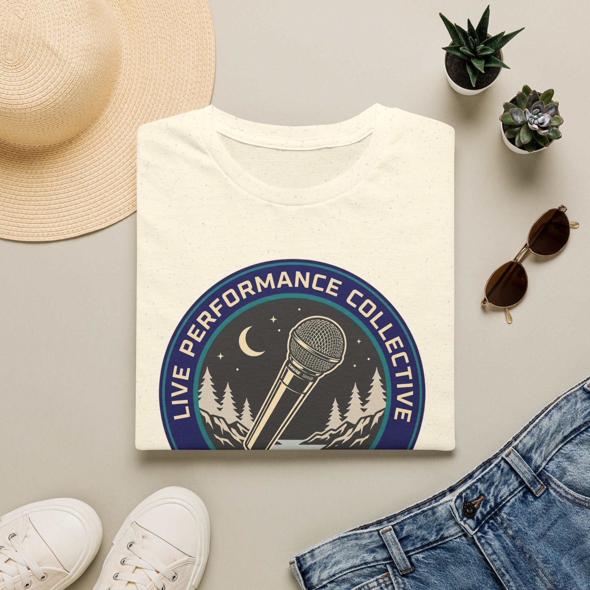 'Live Performance Collective' T‑Shirt — Signal Path Club Microphone Concert Tee