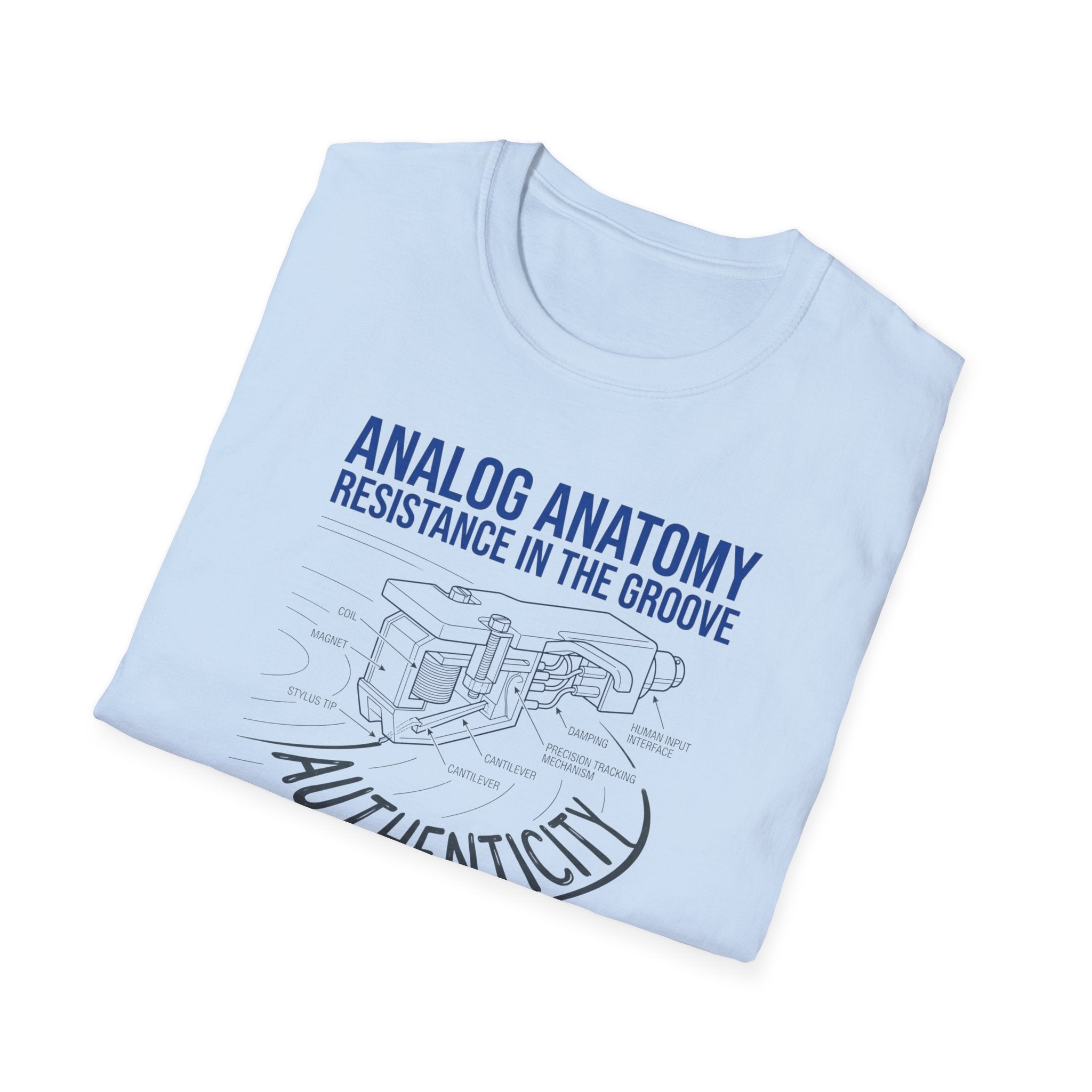 Analog Anatomy T-Shirt — 'Resistance in the Groove' Vintage Turntable Diagram Tee