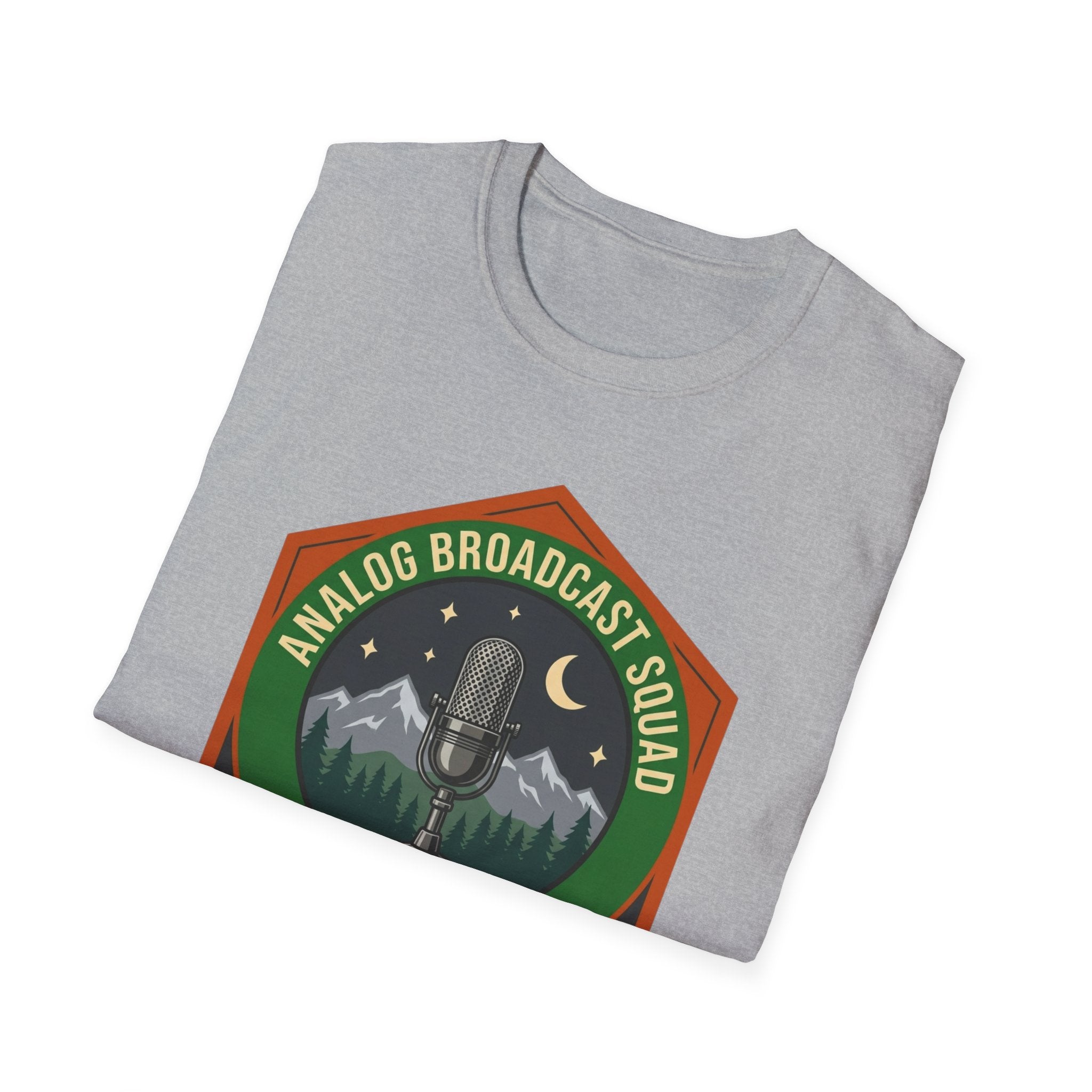 Analog Broadcast Squad T-Shirt — Vintage Microphone Mountain Logo
