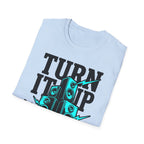 Turn It Up Blue Speakers T-Shirt - Turn Up the Volume Retro Tee