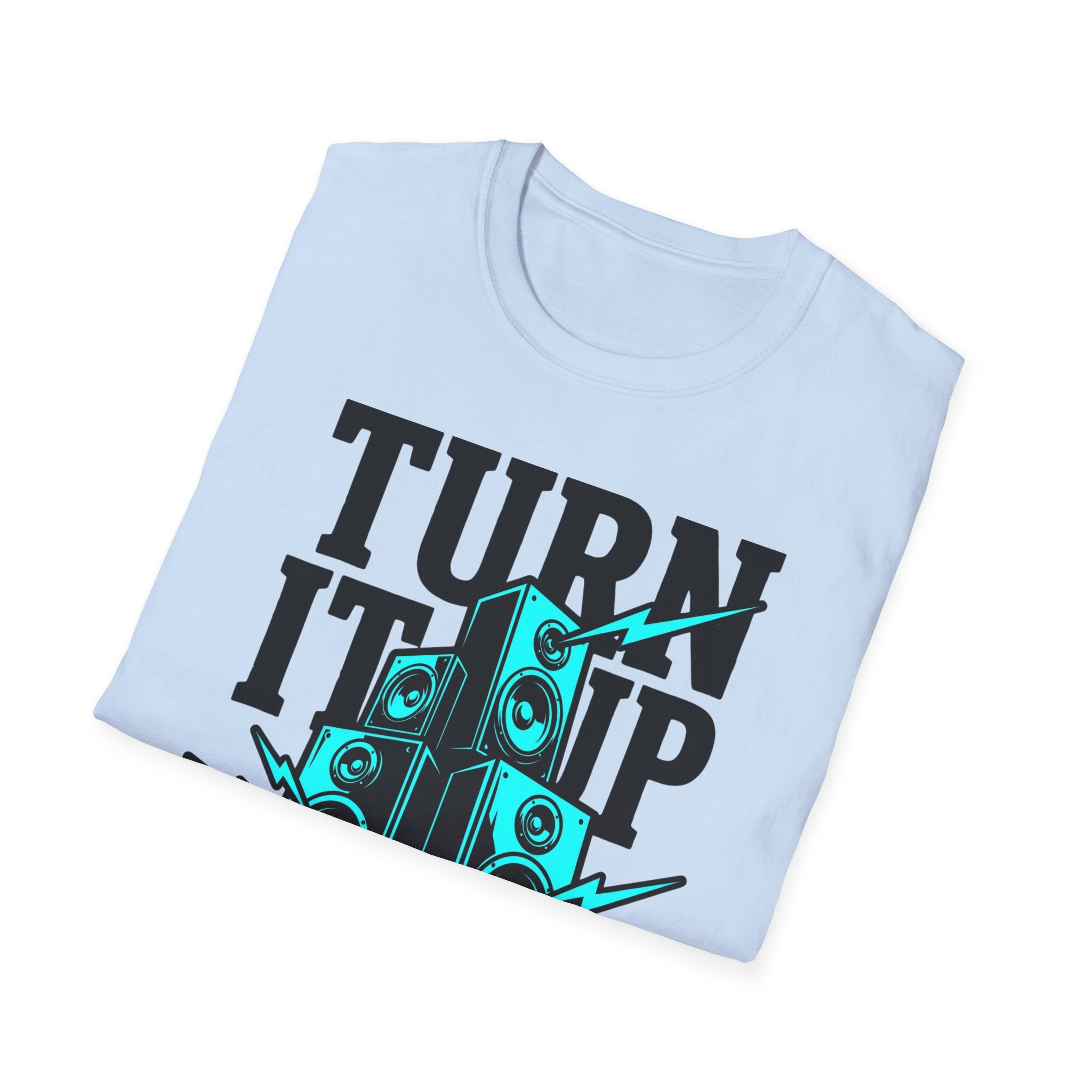 Turn It Up Blue Speakers T-Shirt - Turn Up the Volume Retro Tee