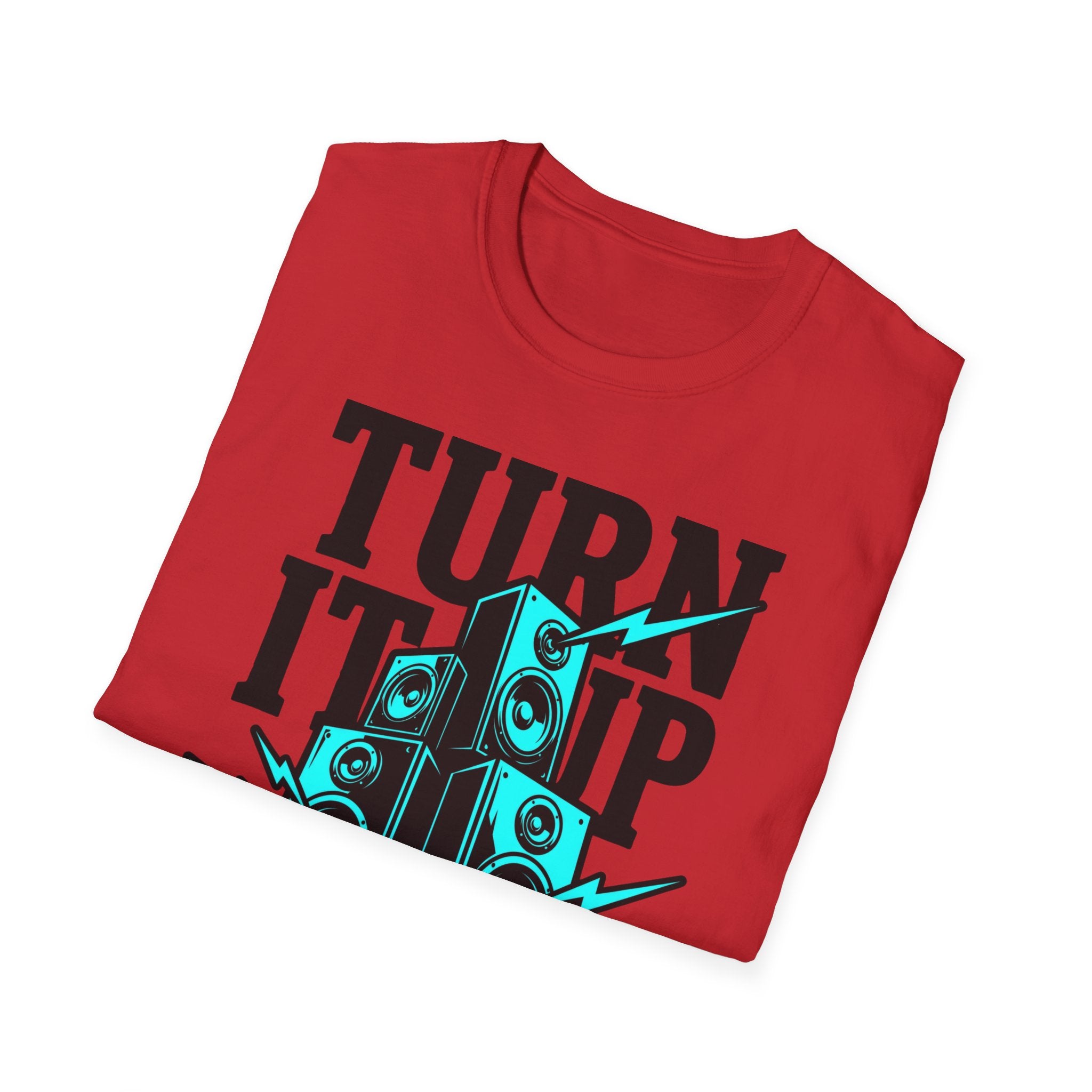 Turn It Up Blue Speakers T-Shirt - Turn Up the Volume Retro Tee