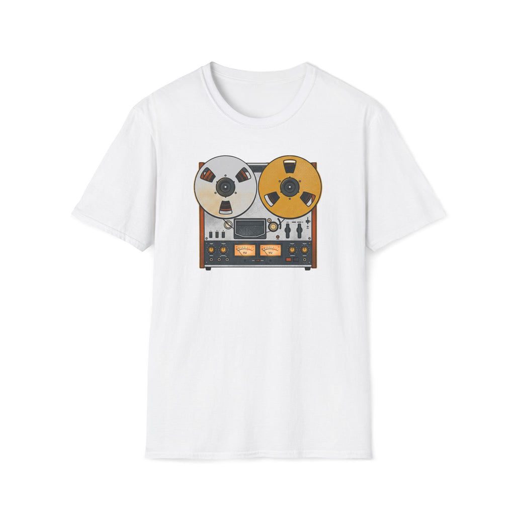 Vintage Reel-to-Reel Tape Player T-Shirt — Retro Audio Music Tee