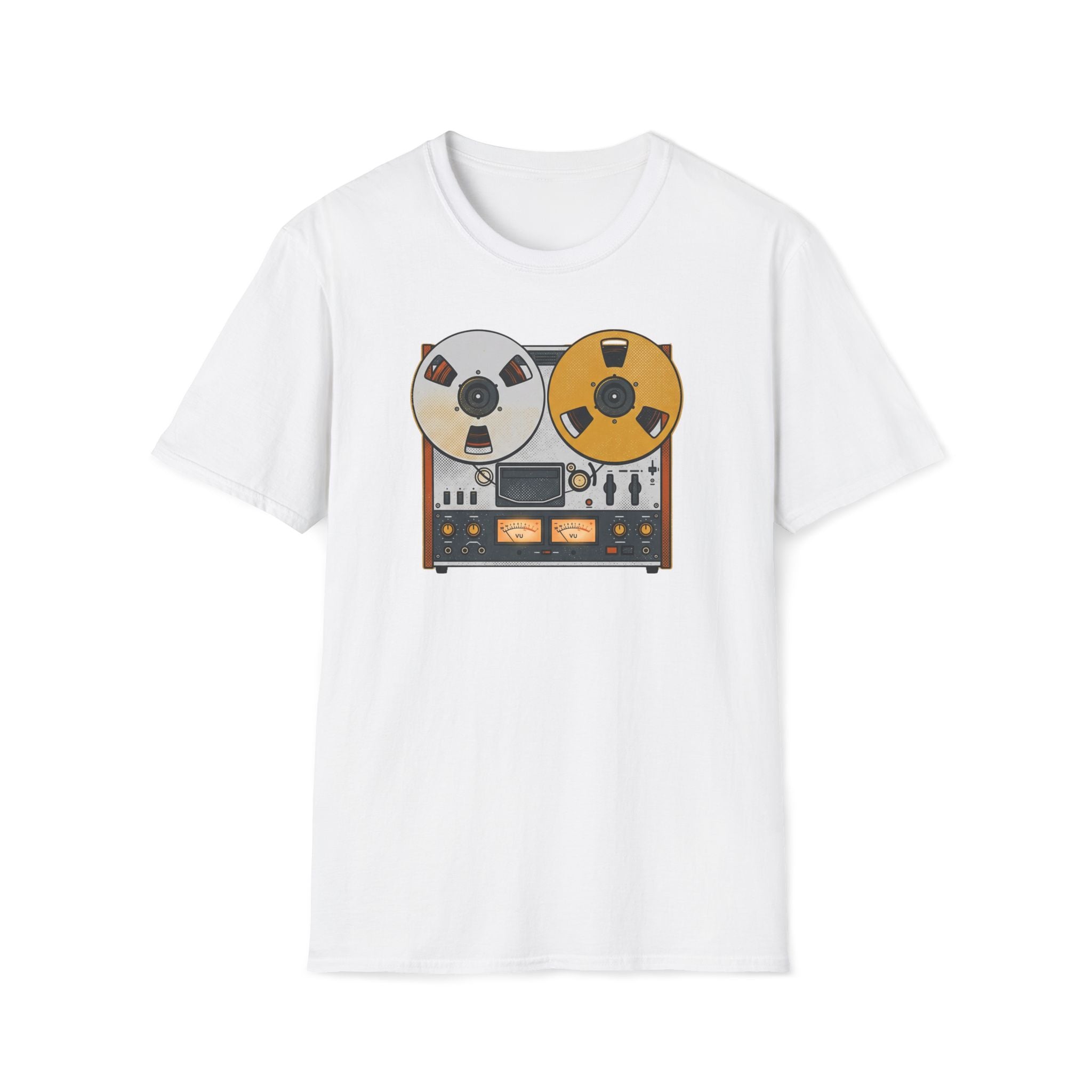 Vintage Reel-to-Reel Tape Player T-Shirt — Retro Audio Music Tee