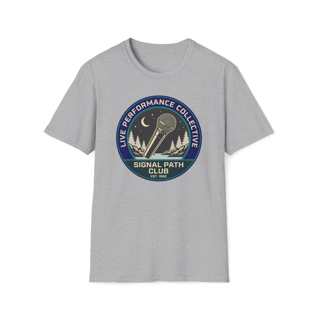'Live Performance Collective' T‑Shirt — Signal Path Club Microphone Concert Tee