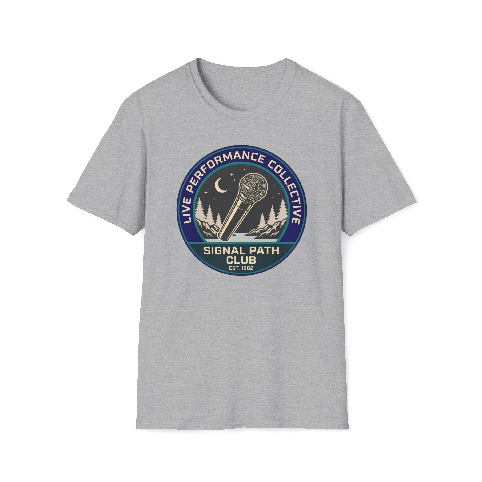 'Live Performance Collective' T‑Shirt — Signal Path Club Microphone Concert Tee
