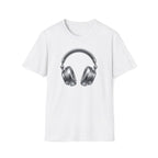 Headphones Graphic T-Shirt — Retro Silver Over-Ear Design for Music Lovers