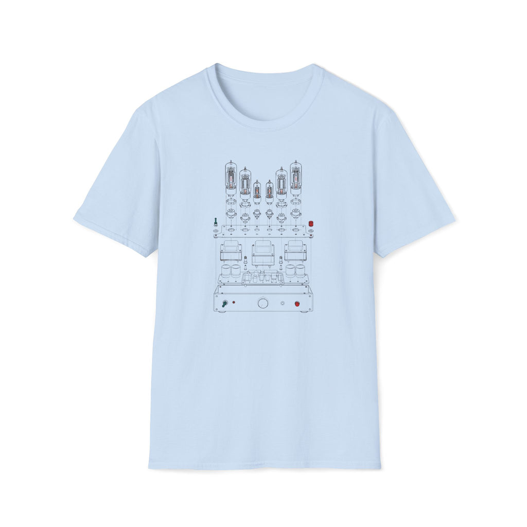 Vintage Tube Amp Schematic T-Shirt — Retro Audio Engineer Tee