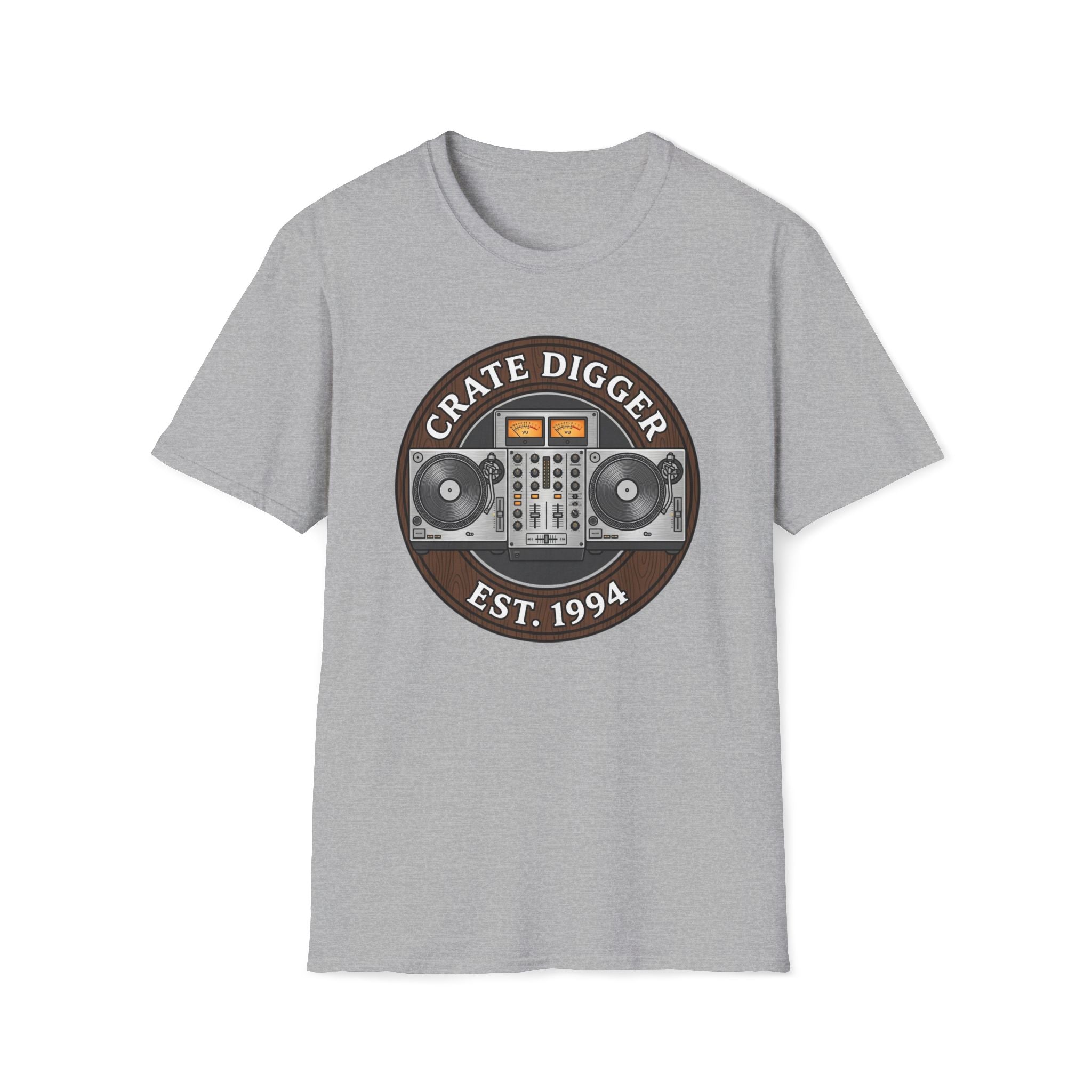 Crate Digger T-Shirt — Vintage DJ Turntable Graphic (Est. 1994)