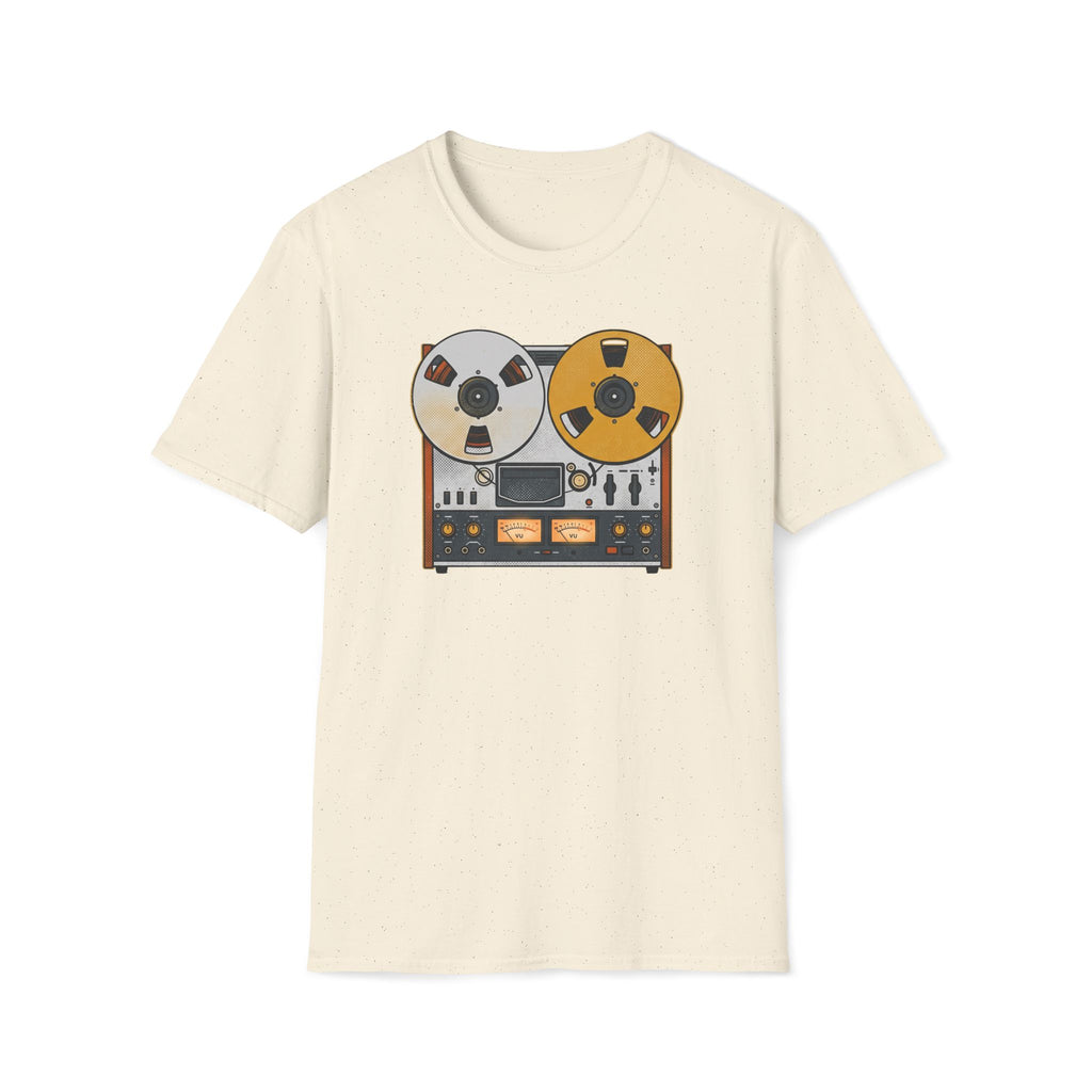 Vintage Reel-to-Reel Tape Player T-Shirt — Retro Audio Music Tee