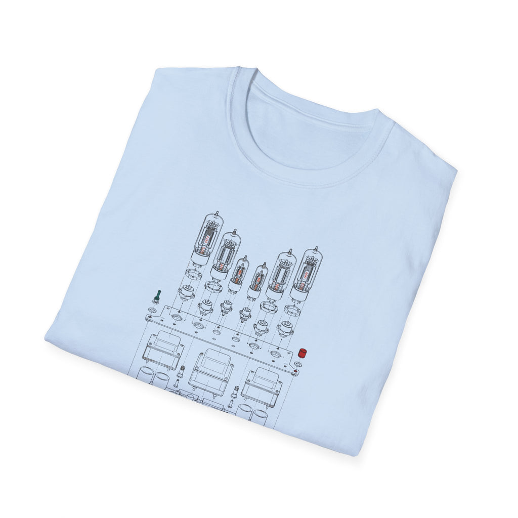 Vintage Tube Amp Schematic T-Shirt — Retro Audio Engineer Tee