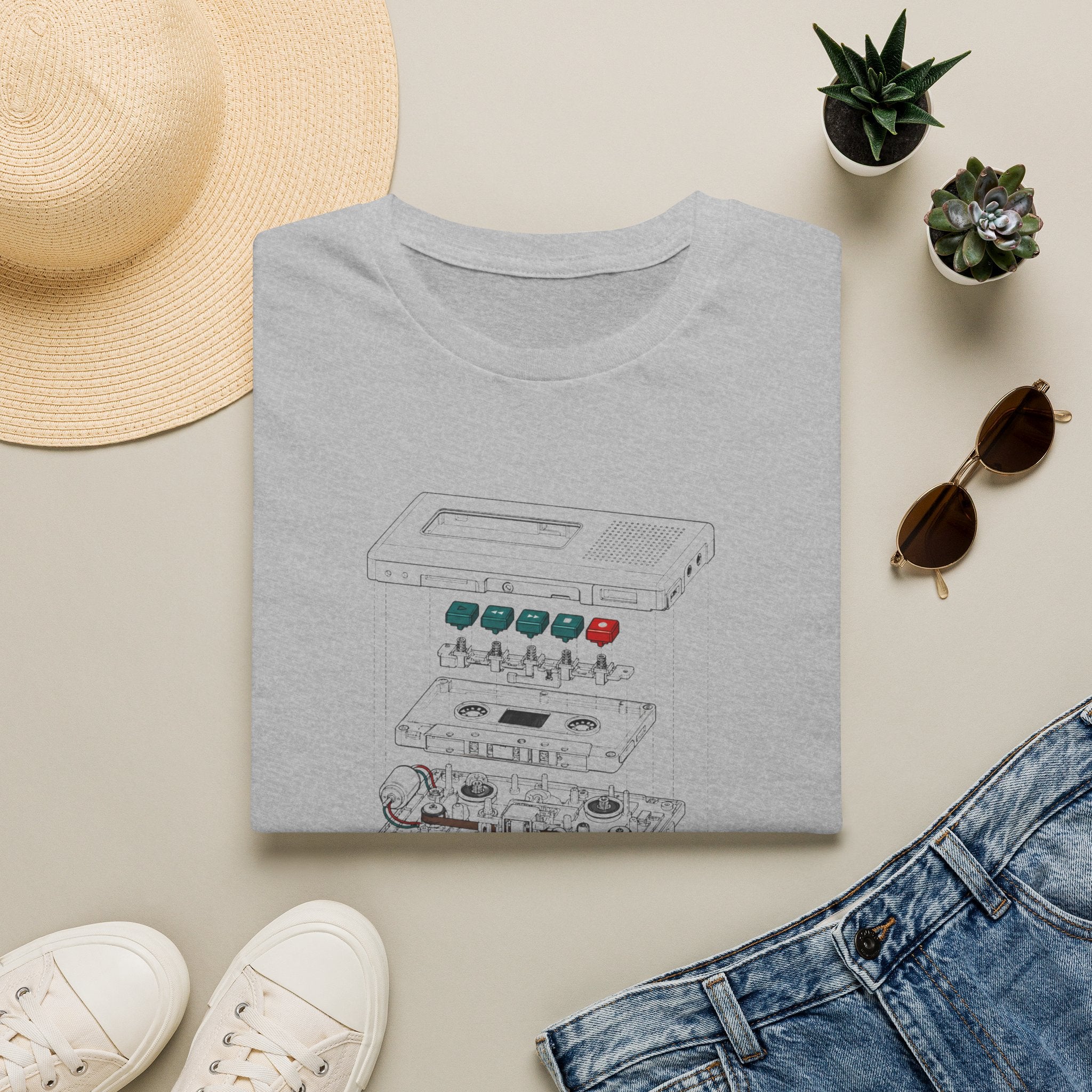 Cassette Tape Schematic T-Shirt — Retro Audio Diagram Tee