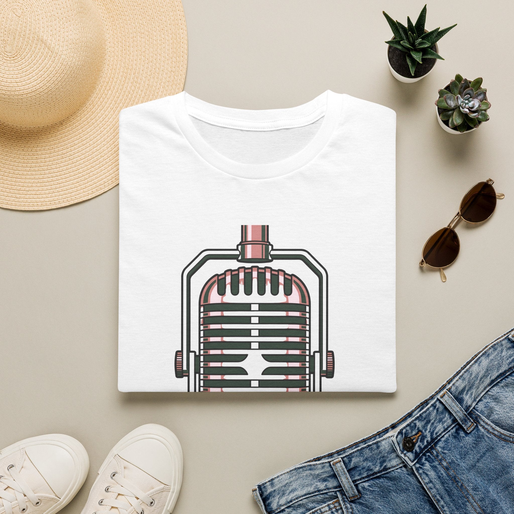 Vintage Microphone T-Shirt — Retro Radio Voice Tee for Singers & Podcasters