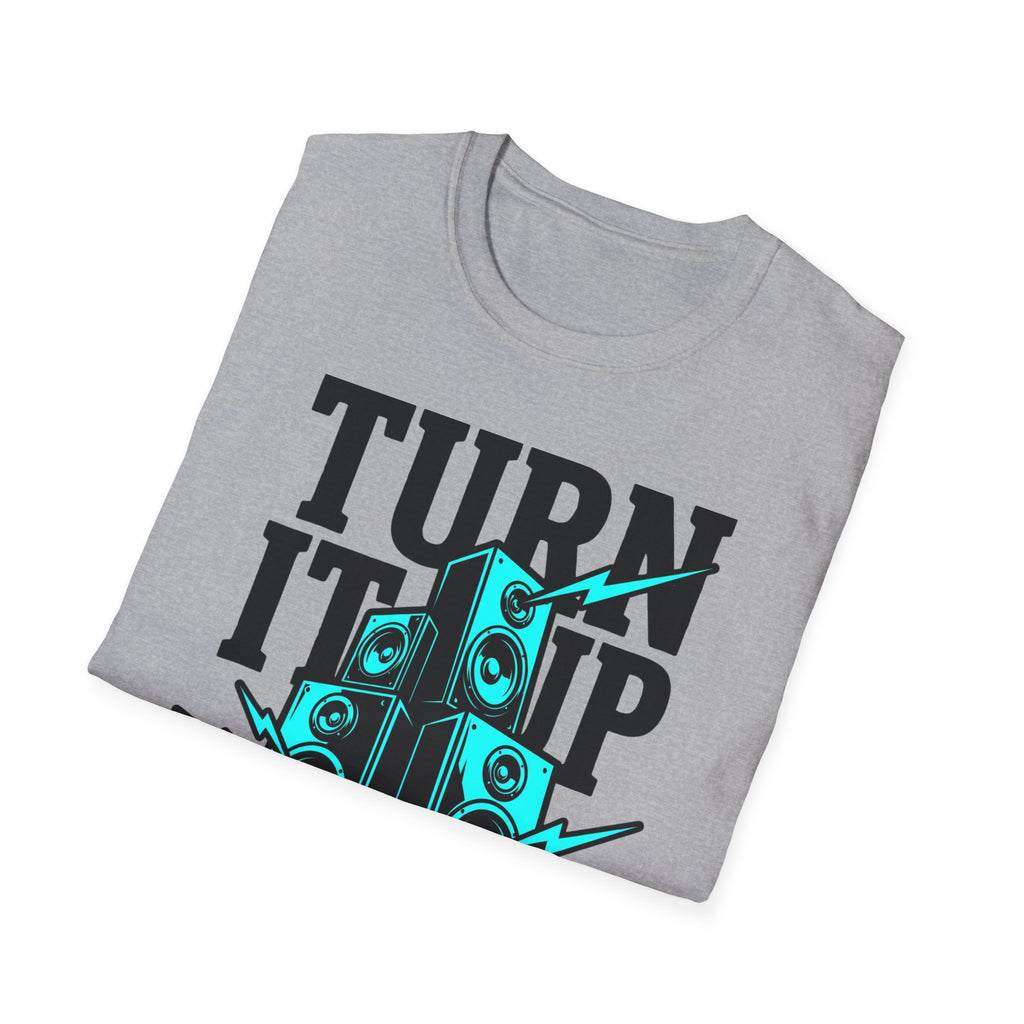 Turn It Up Blue Speakers T-Shirt - Turn Up the Volume Retro Tee